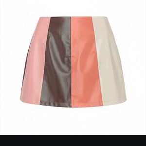 Dee Elly Peach and Tan Colorblock Miniskirt size L